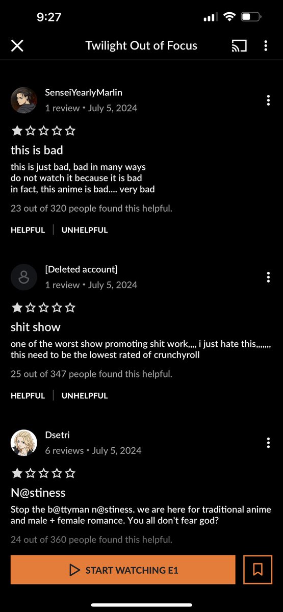 shojospain's tweet photo. La plataforma @crunchyroll_es ha retirado los comentarios tras los ataques homofóbicos hacía el anime 'Twilight Outfocus'. Una verdadera vergüenza lo frágil que es la masculinidad de algunos para lanzar semejantes mensajes de odio. Siega en esto con una serie que no harán... https://t.co/NMr6CBesZh