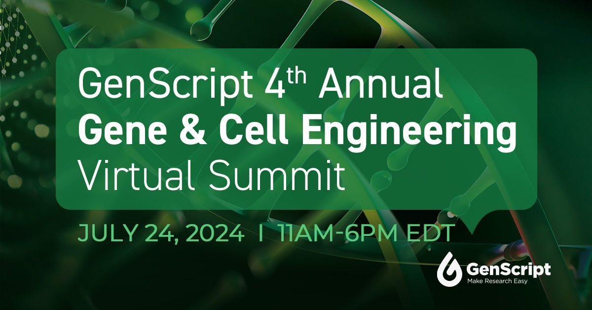 Cancer_LR's tweet image. Join @GenScript&apos;s 4th Annual Gene &amp;amp; Cell Engineering Virtual Summit! Featuring 8 renowned experts sharing groundbreaking research and insights in gene &amp;amp; cell engineering. Don’t miss this opportunity! buff.ly/3zqpdxS #GeneEngineering #CellEngineering #GenScriptSummit