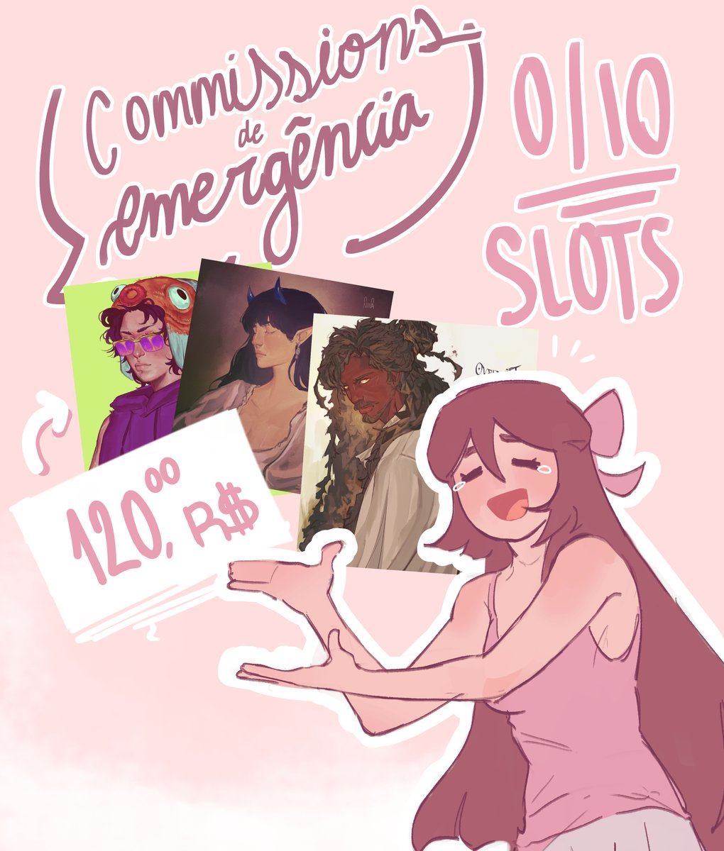 ‼️ COMMS DE EMERGÊNCIA ‼️

OII, queridos!! Como alguns devem saber, o estado do meu pc atual não é um dos melhores. Por isso resolvi abrir 0/10 SLOTS de HALFBODY RENDERIZADO por 120R$ pra poder me ajudar a bancar algumas das peças que preciso!!

Se houver interesse, chamar DM!!