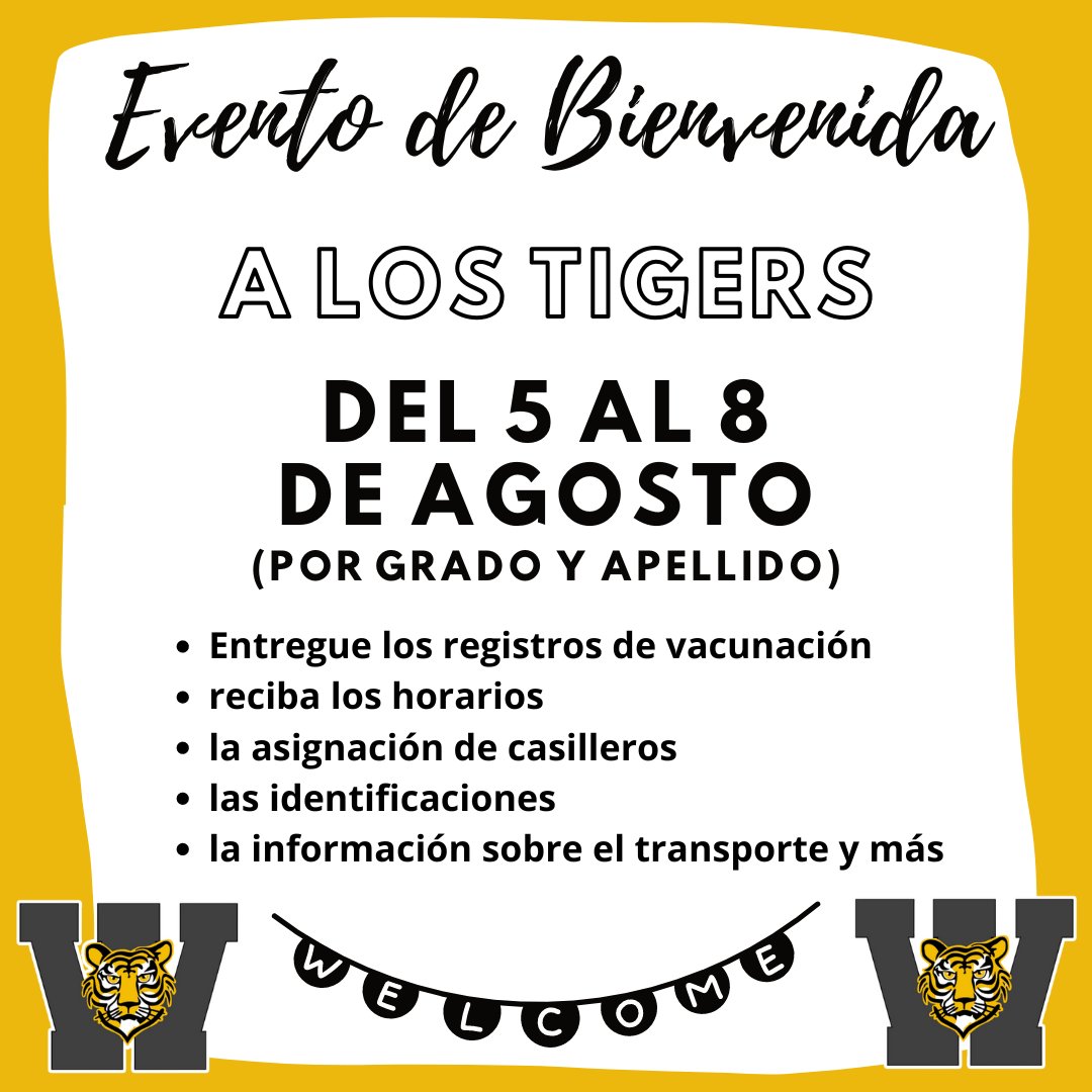 Welcome Back Tigers Event August 5-8
bit.ly/3RW4f0r