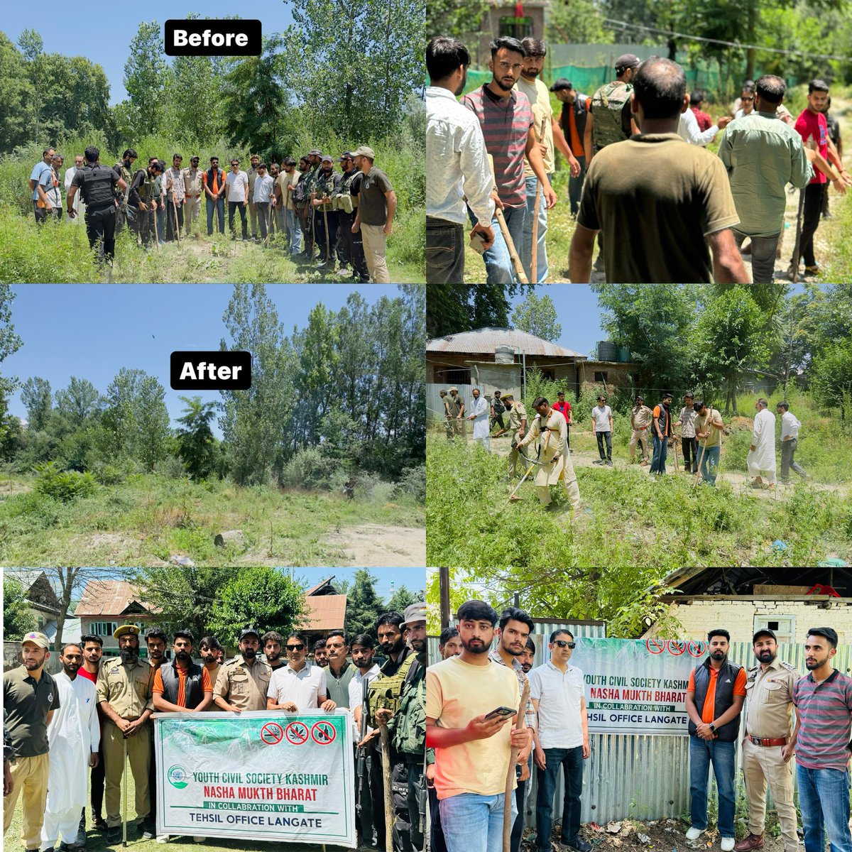 YCSKashmir's tweet photo. Youth civil society Kashmir in collaboration with Handwara Police and District Administration held a drive against Bung Cultivation at Ujroo Langate under the supervision of Swami Priyam Ji. #Swamipriyamji https://t.co/QXVm56WKVu