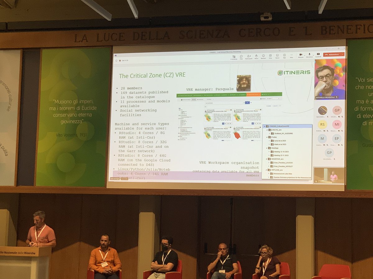 🚀 Happening now:  Eugenio Trumpy is presenting WP8 at the <a href="/ITINERIS_RI/">ITINERIS</a> project meeting! We're excited to support the development of #VREs for interdisciplinary environmental studies. A crucial step towards transforming Italy's Research Infrastructures! 🌍✨ #D4Science #Research