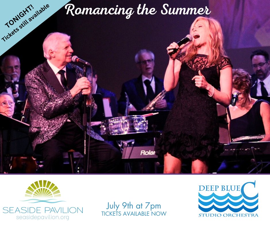 SeasidePavilion's tweet photo. Tonight, July 9, we're welcoming back the Deep Blue "C" Studio Orchestra and their 17 musicians! Their "Romancing the Summer" program will feature classic summer songs. Tickets: https://t.co/ChXBiIAv2X https://t.co/0F68G12u6S