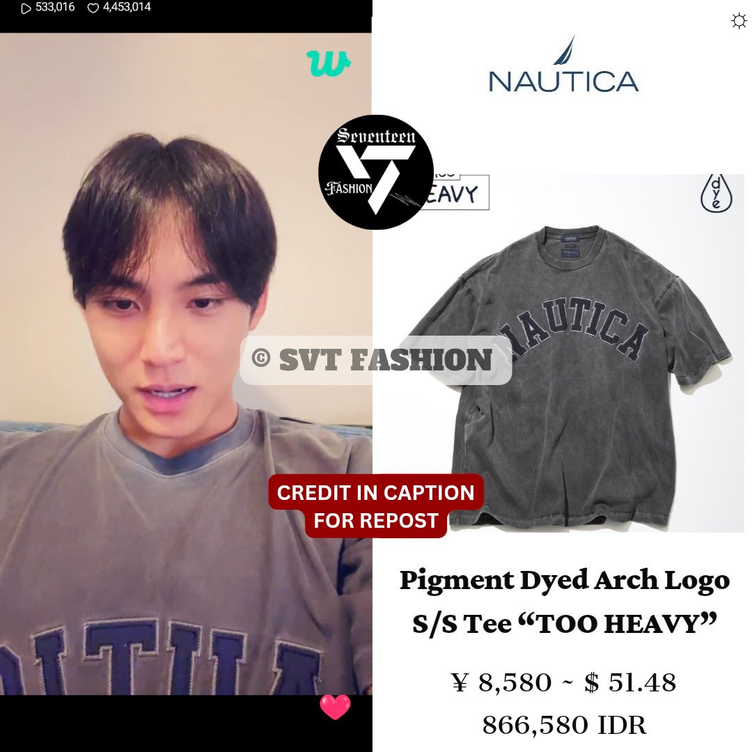 Mingyu wore Nautica T-Shirt in Seventeen Weverse Live '12.41