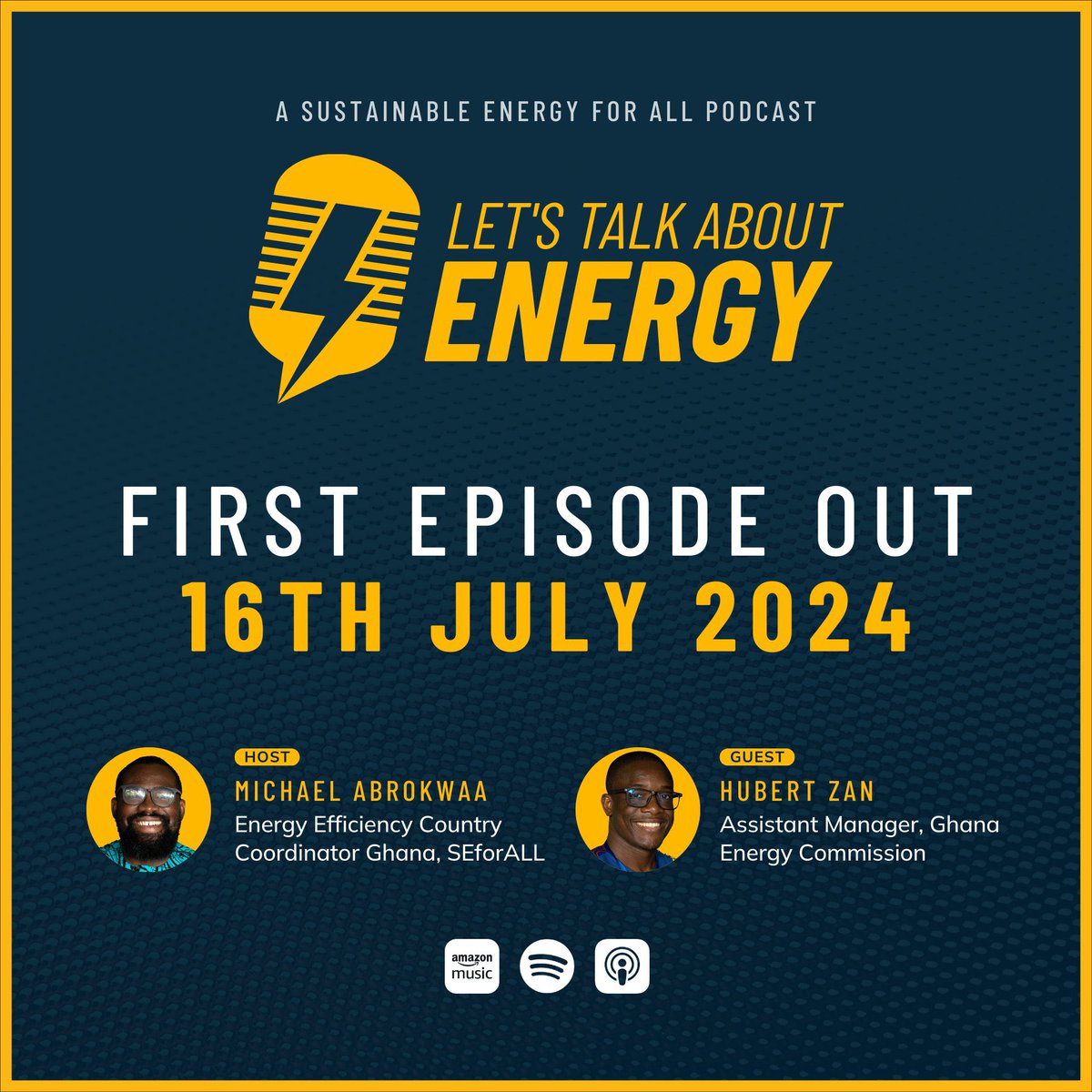 Ghana’s Energy Transition and Investment Plan (@ghanaetip) on Twitter photo 🇬🇭 COMING SOON: #EnergyTalks, a podcast by <a href="/SEforALLorg/">Sustainable Energy for All | #SDG7BeBold</a> , will raise awareness about energy efficiency and cooling solutions, with a special focus on #Ghana.
🎙 Streaming everywhere from 16 July 2024.
#EnergyTalks #EnergyEfficientLife #GhanaETIP 🇬🇭 COMING SOON: #EnergyTalks, a podcast by <a href="/SEforALLorg/">Sustainable Energy for All | #SDG7BeBold</a> , will raise awareness about energy efficiency and cooling solutions, with a special focus on #Ghana.
🎙 Streaming everywhere from 16 July 2024.
#EnergyTalks #EnergyEfficientLife #GhanaETIP