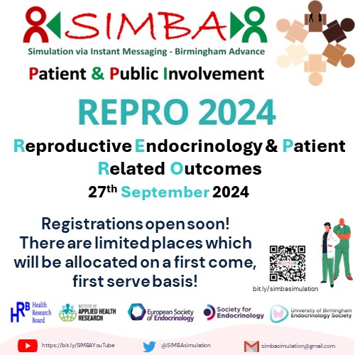 Devicollab's tweet image. Exciting News! 🥳
Registration opens soon for SIMBA #Repro Conference, which will be held on 27th September 2024 in Birmingham!
Join us for expert speaker talks, simulation cases and more on #reproductive #endocrinology.
Stay tuned for more updates!