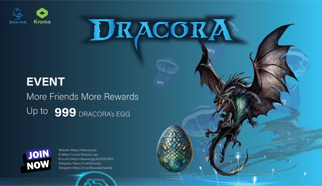 #Airdrop 999 #DracoraEgg #NFT for FREE 

Require: You're the top 999 people with high score
Do all tasks in #Gleam to get the egg👇 

gleam.io/ztMOZ/airdrop-…

#Dracora #NFT #PlayToEarn #GameFi #Kroma #ProGamersSeason2