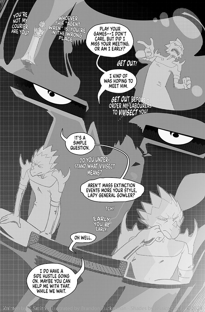 A new page🌠
banishedonline.com/comic/9

Written by <a href="/RyanComics/">ryancomics.bsky.social</a> 
Art by <a href="/ManOrCatman/">Brandon Zuckerman</a>
Shading by <a href="/Buboniccc/">Bubonicc</a>

Patreon✨
patreon.com/ryancomics
