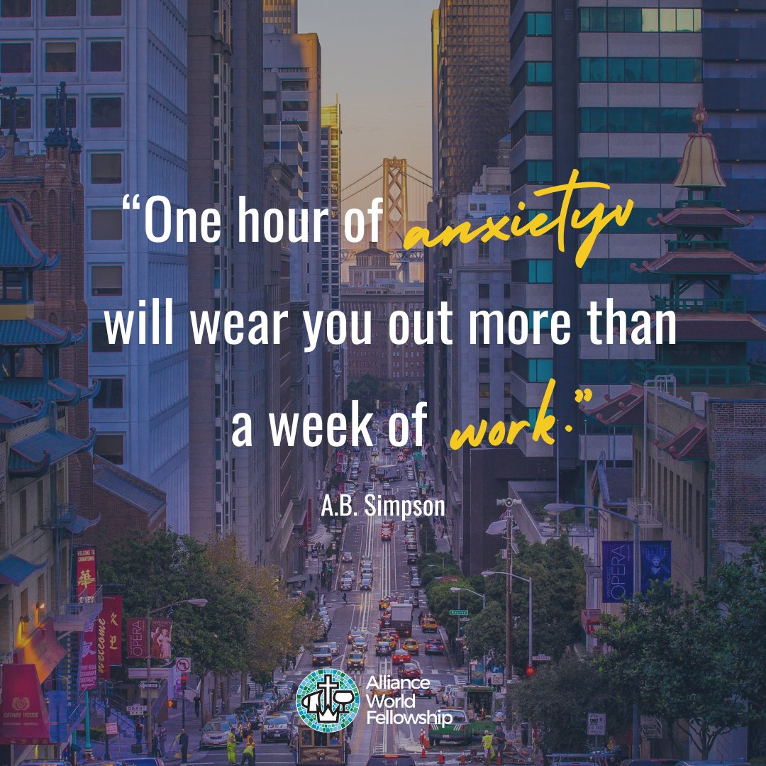 awfworld's tweet photo. “One hour of anxiety will wear you out more than a week of work.” - A.B. Simpson

Anxiety causes more burnout than hard work does. Worrying and fretting suck the life out of work that could otherwise be creative, collaborative, and fulfilling. https://t.co/d9lSsM7Lok