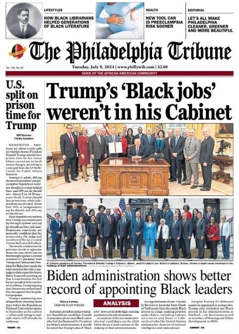 OMG! This is the front page of The Philadelphia Tribune right now with a headline that reads “Trump’s ‘Black Jobs’ Weren’t In His Cabinet.” This is BRUTAL for Trump and his campaign. This is EXACTLY how the media should be covering Trump.