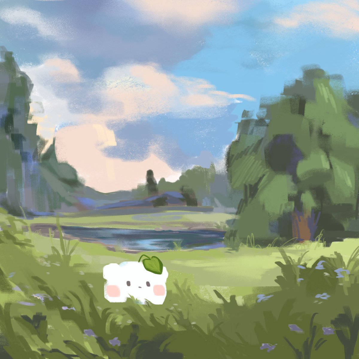 peachypath's tweet photo. study of a photo and then I added puddles in !! https://t.co/G5W3KQLR8i