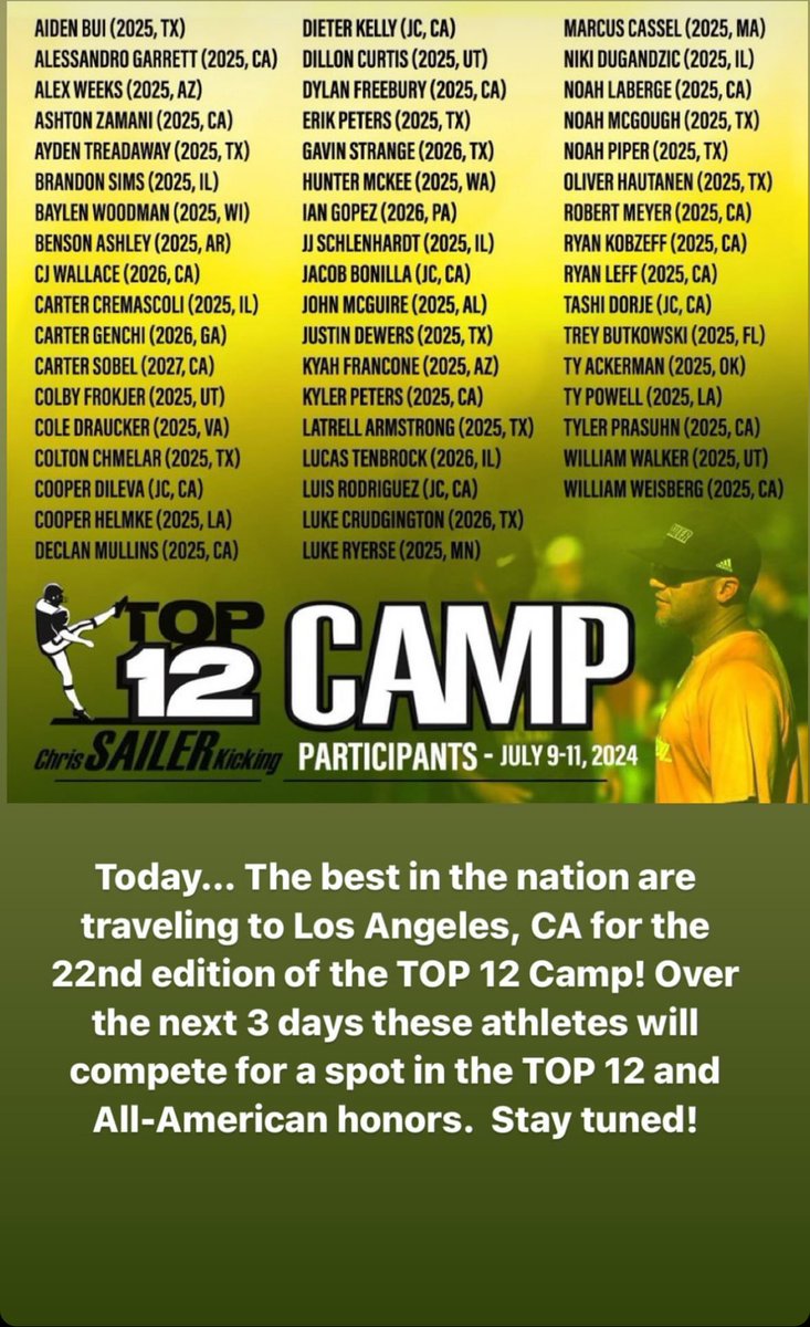 Kyah Francone (@kyahfrancone) on Twitter photo Looking forward to competing the next couple days! AGTG ✝️
<a href="/Chris_Sailer/">Chris Sailer Kicking</a> <a href="/arnhp/">pierre arnaud</a> <a href="/steverausch17/">Rausch Kicking</a> <a href="/AZKicking/">AlexZendejasKicking&Training</a> <a href="/SCLancerNation/">Salpointe Football</a> <a href="/SOAZFootball/">Southern Arizona Football</a> Looking forward to competing the next couple days! AGTG ✝️
<a href="/Chris_Sailer/">Chris Sailer Kicking</a> <a href="/arnhp/">pierre arnaud</a> <a href="/steverausch17/">Rausch Kicking</a> <a href="/AZKicking/">AlexZendejasKicking&Training</a> <a href="/SCLancerNation/">Salpointe Football</a> <a href="/SOAZFootball/">Southern Arizona Football</a>