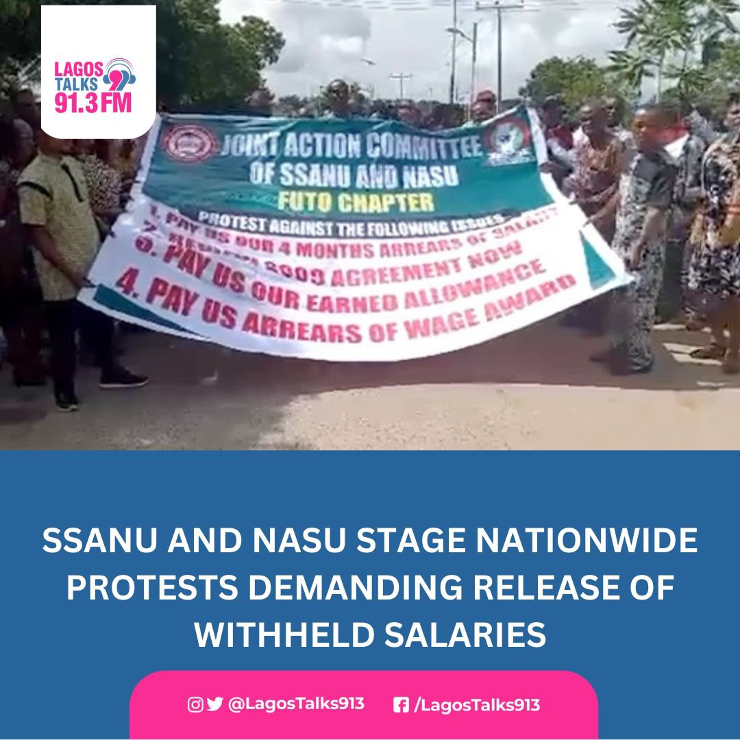 LagosTalks913's tweet image. SSANU and NASU staged protests on public university campuses demanding the immediate release of withheld salaries. Leaders expressed frustration over unmet demands since 2009. #lagostalks  #UniversityProtests #SSANU #NASU #jointhecomversation