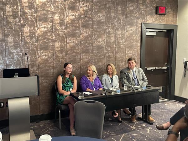 NASBE's tweet photo. Currently on the "Work of State Boards" panel: "You not only represent the district, but you represent the entire state with your policies." - Stephanie Bell, Alabama #NMI24 https://t.co/oOOxyEE96X