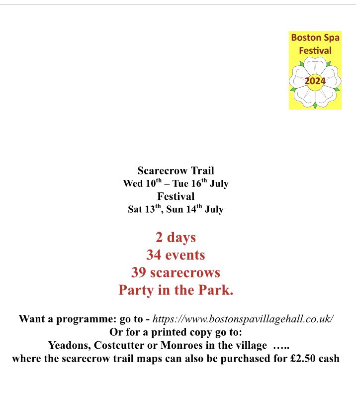 WetherbyArtsFes's tweet photo. Festivals coming up really soon all run by many hard working volunteers.@bostonspa https://t.co/NnMdU30TdZ