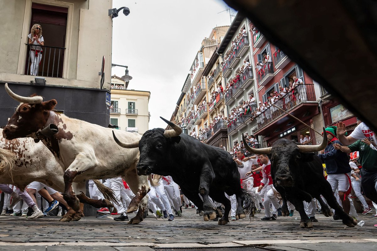 TheAtlPhoto's tweet photo. The Running of the Bulls 2024 - 20 Images from some of the first runs this year at the annual nine-day Fiesta de San Fermín in Pamplona, Spain. https://t.co/UwN3FaKVw7 https://t.co/8GwWlp69Gx