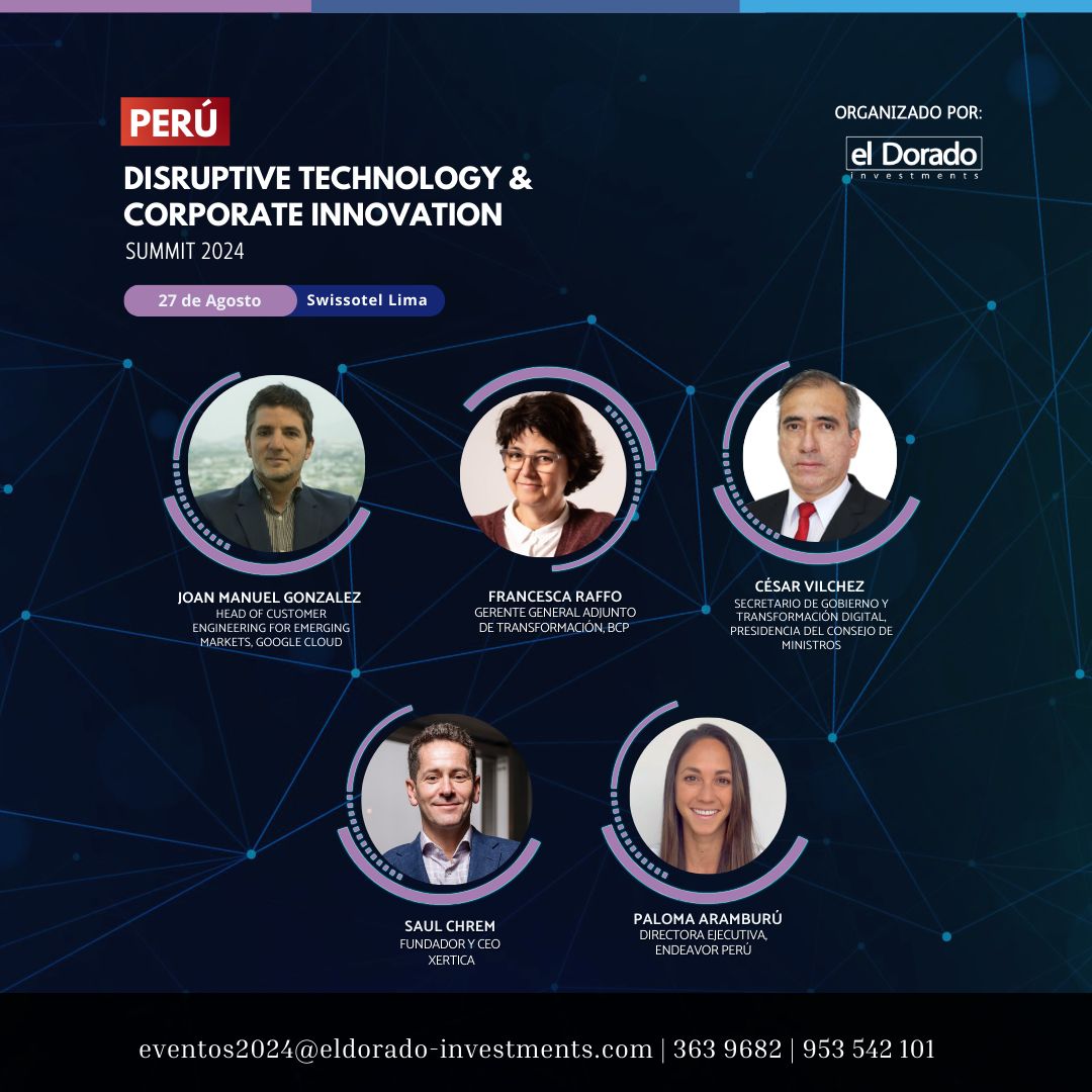 CFASocietyPeru's tweet photo. Únete al evento PERÚ DISRUPTIVE TECHNOLOGY &amp; CORPORATE INNOVATION SUMMIT 2024.  

Aprende sobre las tendencias y ventajas comparativas que pueden beneficiar a tu empresa.  

 Fecha: 27 de Agosto 
Lugar: Swissotel Lima 
Regístrate aquí: https://t.co/PyjD33Vjc3 https://t.co/U6QTeozW9r