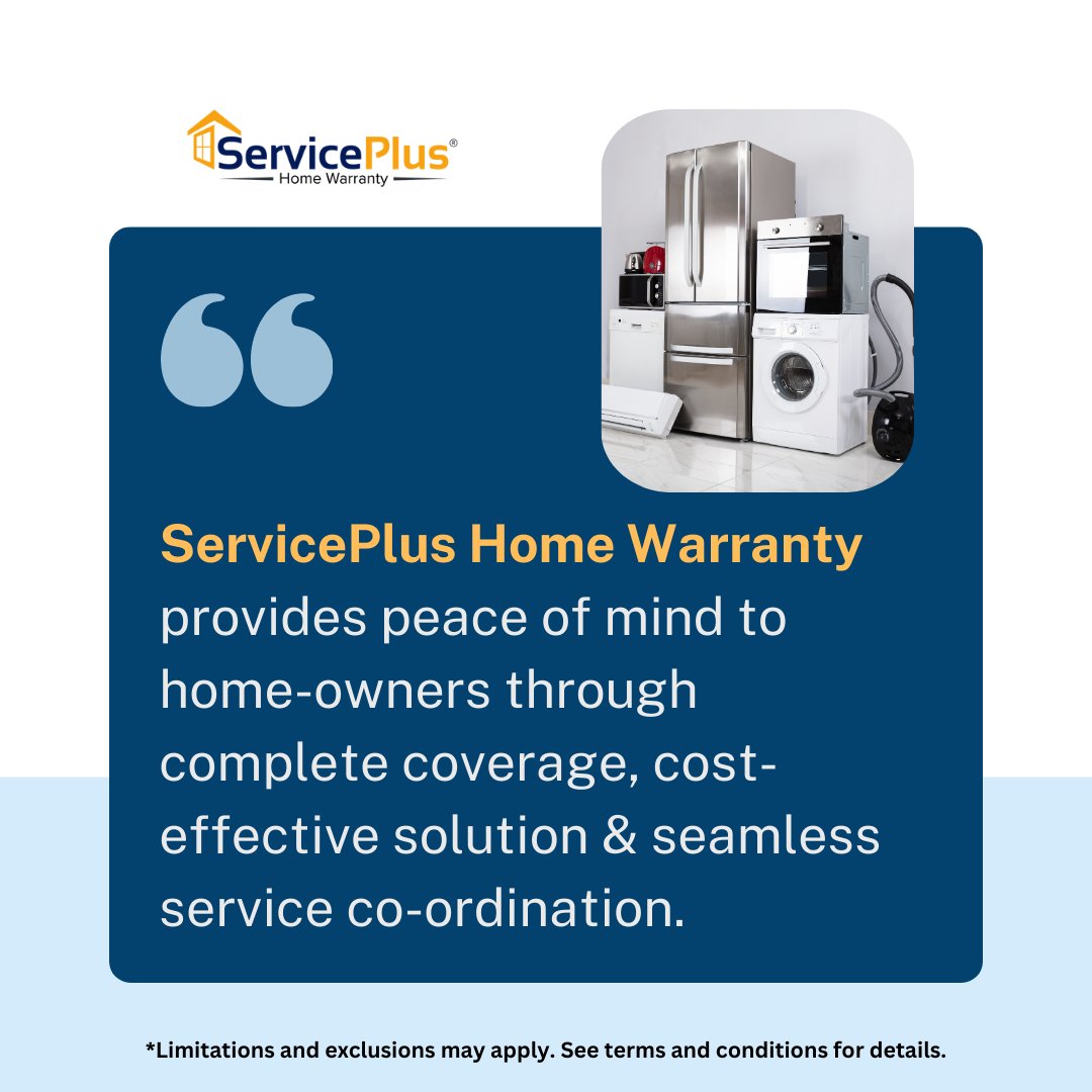 ServicePlusHW's tweet image. Choosing a #ServicePlus Home Warranty plan can provide #homeowners with comprehensive coverage, cost savings, convenience &amp;amp; peace of mind, making it a worthwhile investment for protecting most valuable asset — your home. Visit: serviceplus.com #HomeWarranty #HomeRepairs