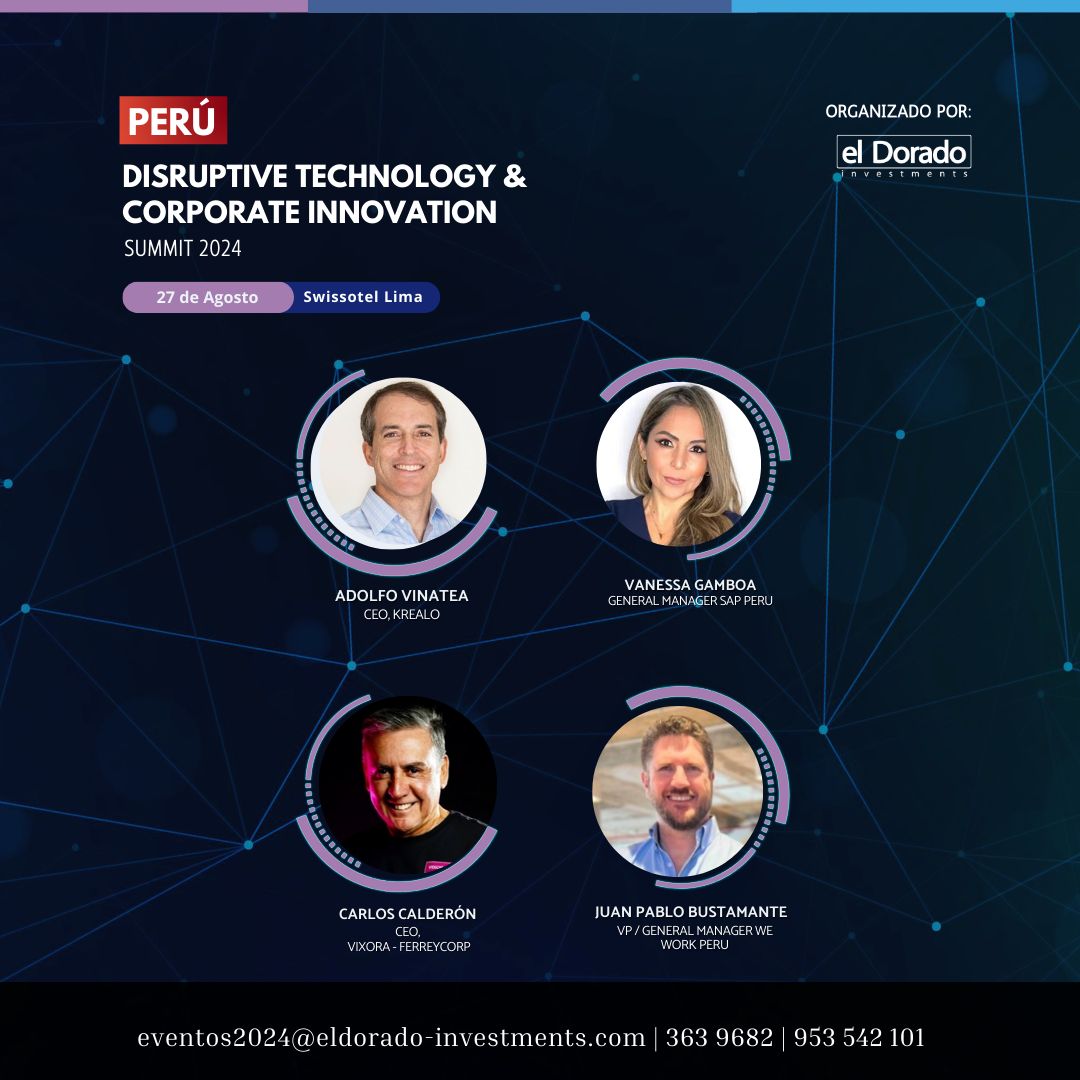 CFASocietyPeru's tweet photo. Únete al evento PERÚ DISRUPTIVE TECHNOLOGY &amp; CORPORATE INNOVATION SUMMIT 2024.  

Aprende sobre las tendencias y ventajas comparativas que pueden beneficiar a tu empresa.  

 Fecha: 27 de Agosto 
Lugar: Swissotel Lima 
Regístrate aquí: https://t.co/PyjD33Vjc3 https://t.co/U6QTeozW9r