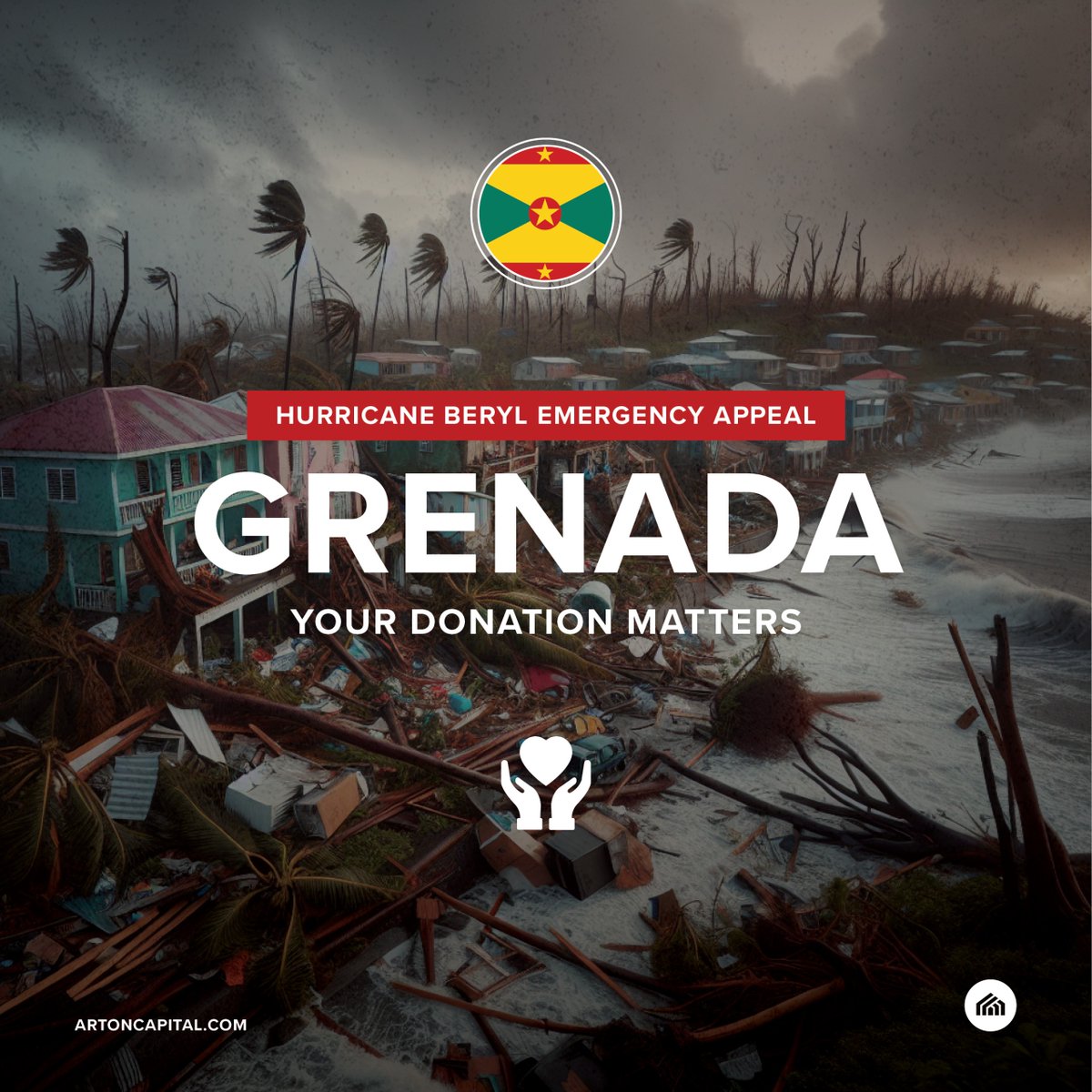 Rebuild. Renew. Restore, Grenada!

Arton Capital is leading support efforts for Grenada's recovery from Hurricane Beryl's devastation. 

Donate now and show your solidarity with the people of Grenada.

#HurricaneBeryl #grenada #HurricaneBerylRelief #supportgrenada