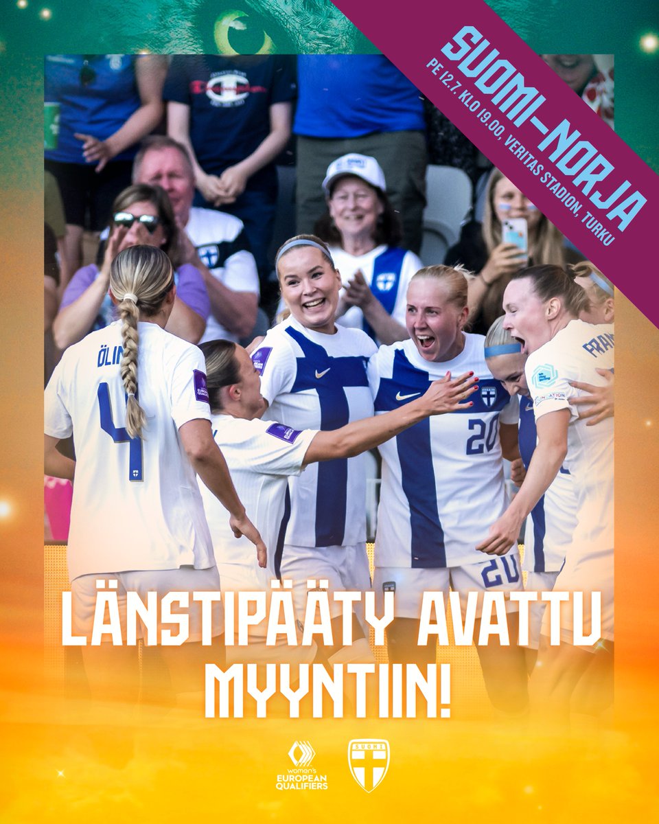 Länsipääty avattu myyntiin – 6000 myydyn lipun raja lähestyy! 🔥 | 🇫🇮 v. 🇳🇴 | 🎫: palloliitto.fi/liput

🔴 Veritas Stadionin pää- ja Olympiakatsomo jo lähes loppuunvarattuja.
🟡 Itäpäätyyn jäljellä vielä rajoitettu määrä lippuja. (5 €/7 €/ 10 €)
🟢 Länsipäädyssä yhä hyvin