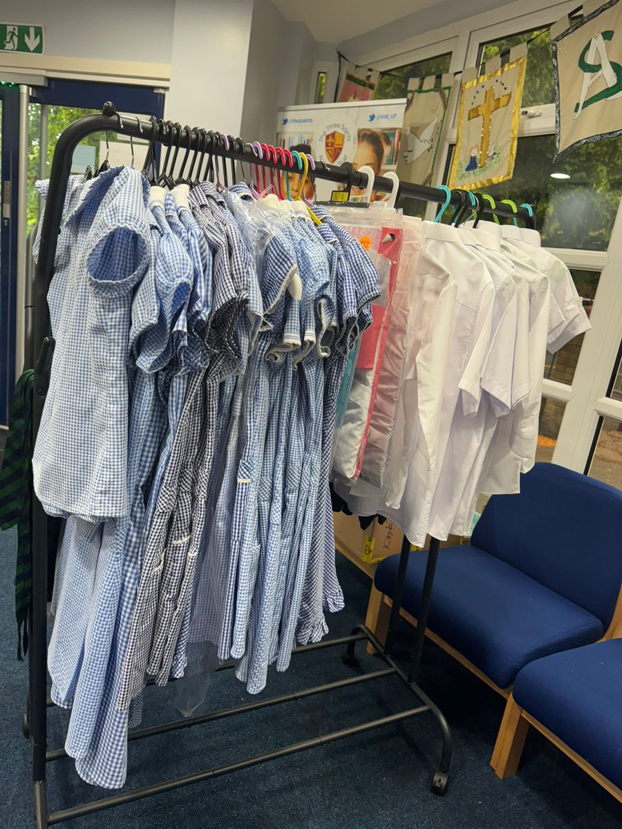 StAnnsRainhill's tweet image. Please feel free to visit our new and pre loved uniform stand in our school office. Help yourself to any of these lovely items including shirts, dresses, hoodies and other uniform. #Sustainability. #NoWaste. 💚💙 @the3saints @NW_LP