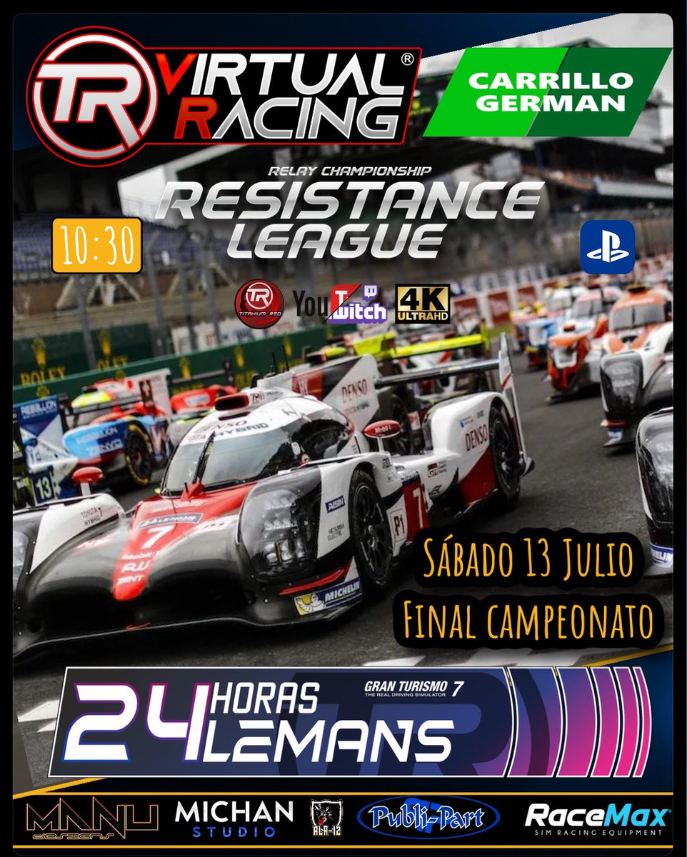 Titanium__Red / M.Lucas (@titanium__red) on Twitter photo El sábado desde las 10:30 de la mañana se viene Finalísima de Resistencias 2024. Os animaos a seguir las 24 H genuinas en formato de <a href="/TRVirtualRacing/">Titanium Red Virtual Racing</a> de la mano de <a href="/Titanium__Red/">Titanium__Red / M.Lucas</a> y gran elenco de Caster de diferentes partes del mundo. Unidos por una afición. Quién ganará ??? El sábado desde las 10:30 de la mañana se viene Finalísima de Resistencias 2024. Os animaos a seguir las 24 H genuinas en formato de <a href="/TRVirtualRacing/">Titanium Red Virtual Racing</a> de la mano de <a href="/Titanium__Red/">Titanium__Red / M.Lucas</a> y gran elenco de Caster de diferentes partes del mundo. Unidos por una afición. Quién ganará ???