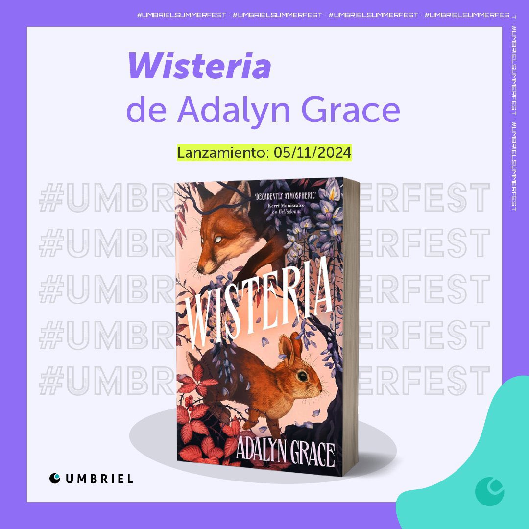 UniversoDSilvia's tweet image. ⚠️ATENCIÓN⚠️

El 5 de noviembre @umbrieleditores publicará #Wisteria de @AdalynGrace_.

Has bailado con Muerte y has seducido a Destino... Ahora toca anhelar a Vida.

Traducción de Icíar Bédmar.