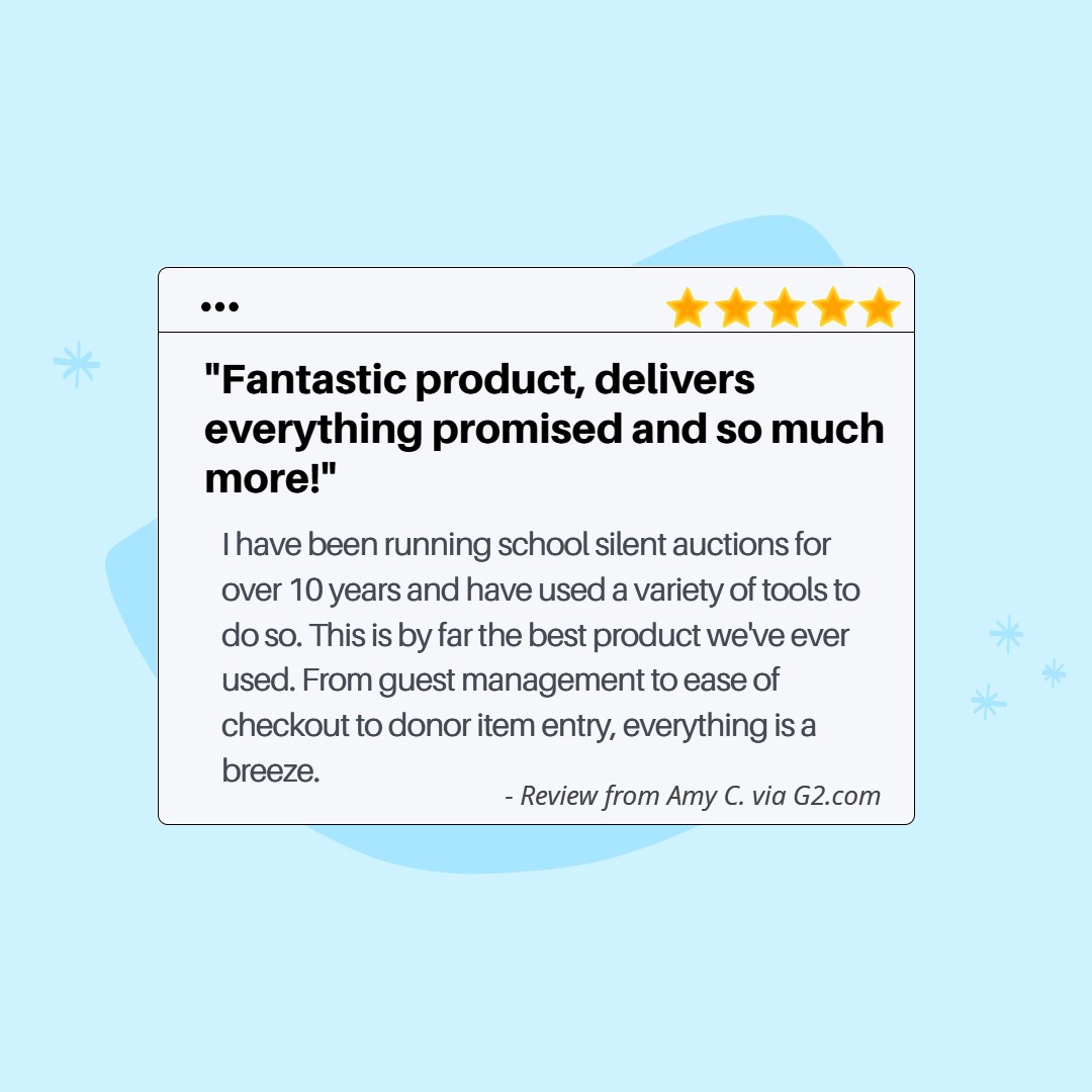 schoolauction's tweet photo. We're thrilled to hear this feedback from our seasoned users! 🎉 

Amy says https://t.co/48OFQhxtmW is the best for managing school auctions—making every step a breeze! 💨

Have you tried us yet? Share your experience! 👇

#Auctions #AuctionTools #HappyCustomers #SchoolAuction https://t.co/wj5QPPXTty