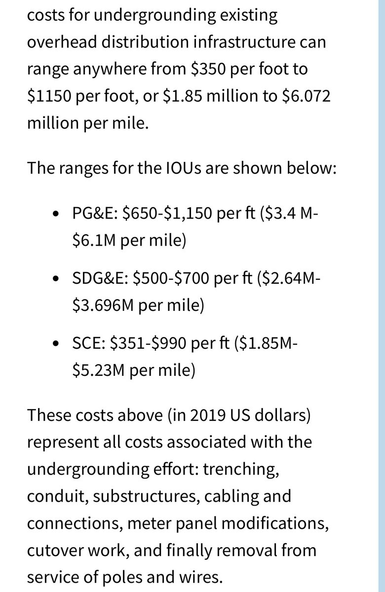 For folks talking about under-grounding electric distribution, understand that the cost is $1.9m-$6m per mile.  

Centerpoint has 50k miles of distribution.  

At a low end of $2m/mi, every 10k miles is $20B.  

CNP’s current total T&amp;D rate base is like $12B.