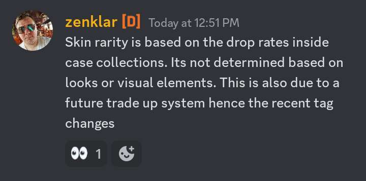 GhostBTH's tweet image. Makes it seem like even if the developers put 0 effort in a skin, as long as they themselves mark it as a Legendary (T7) it makes the skin rare. The looks don't matter.