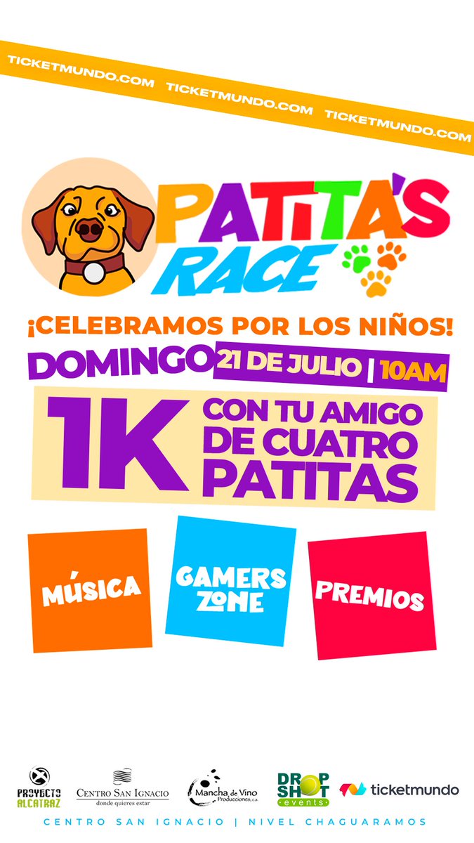 ¡Prepárate para la carrera más divertida este 21 de julio!🐾🏃‍♂️   

PATITA’S RACE es una experiencia única que combina deporte, salud y diversión para toda la familia.    

📍Entradas YA a la venta en nuestra página web y taquillas del C.C.C.T nivel C2.