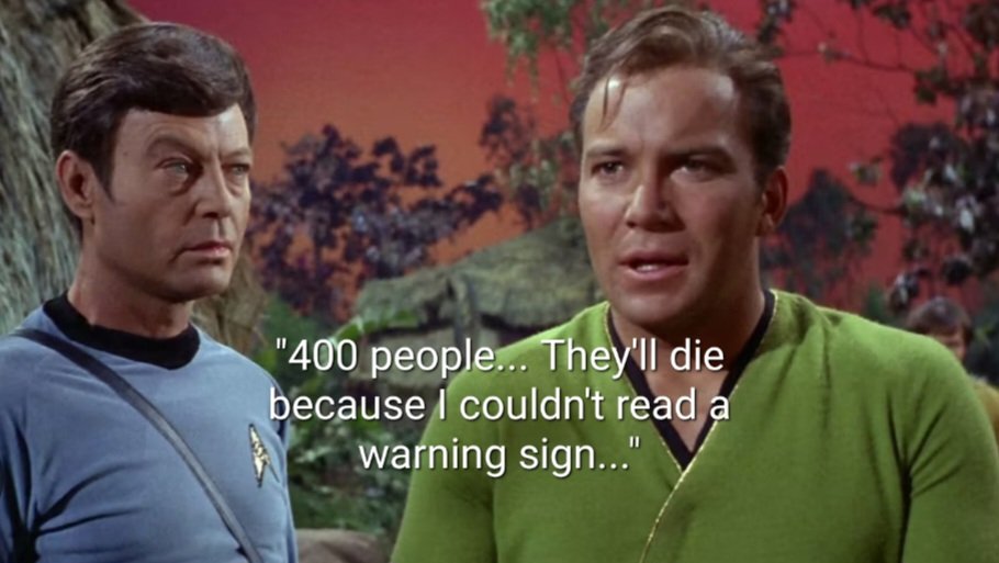 TedRampion's tweet image. #AllStarTrek #TheDoomsdayMachine
Crisis management. Comm Decker stopped thinking, beamed his crew down even though life support was working&amp;amp; the machine was programmed to kill planets, not starships. Capt Kirk had a moment of doubt (The Apple), but kept his wits&amp;amp; saved his crew.