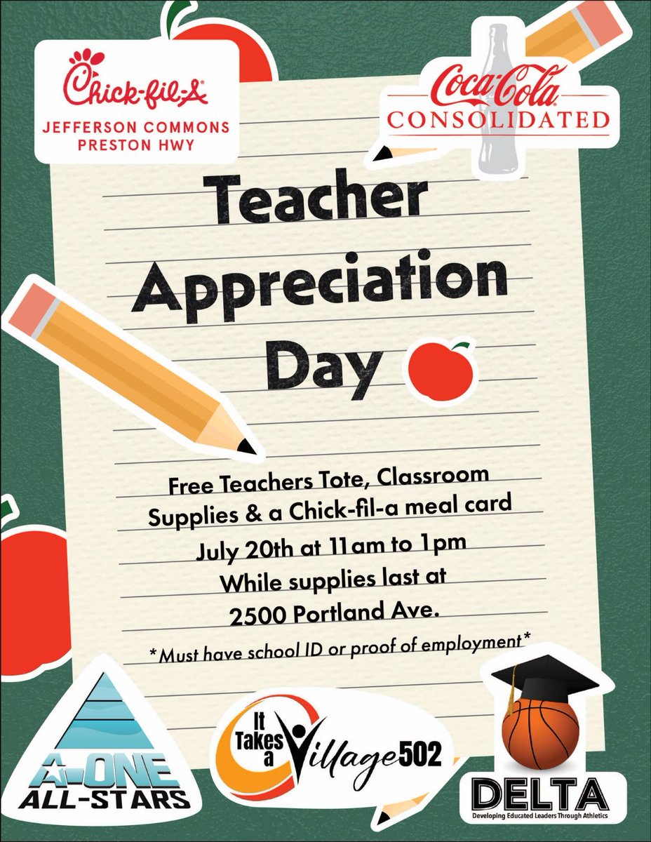 📚🍎 Calling all teachers! On July 20th from 11am to 1pm, head to 2500 Portland Ave. for a special Teacher Appreciation Day. Enjoy free totes, classroom supplies, and more with your school ID. Supplies are limited, so come early! ✏️🎒 #AppreciatingTeachers