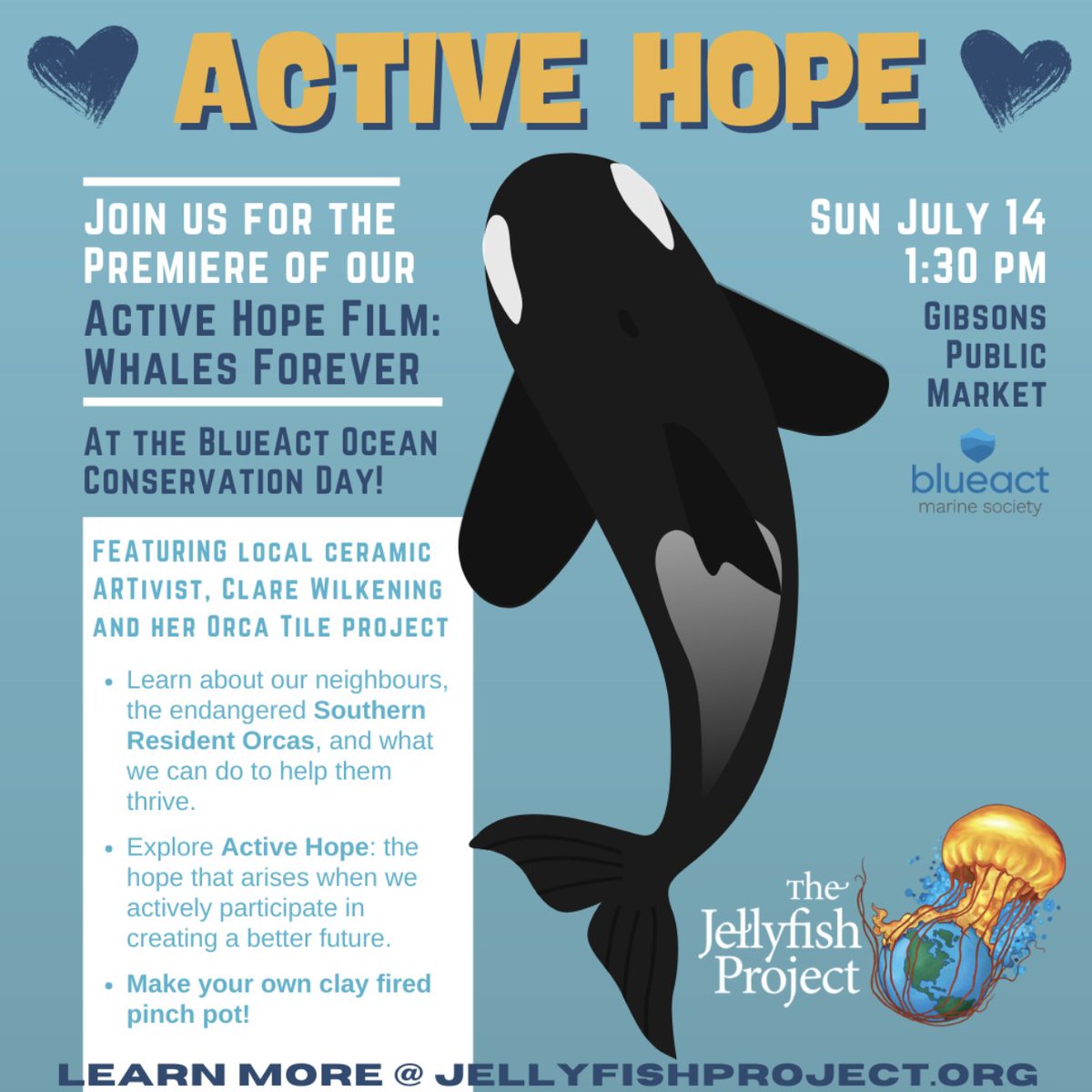 ☀️ Join us this Sunday at the Gibsons Public Market to celebrate community, art, and the debut of our latest film, "Whales Forever."

In partnership with Ocean Conservation Day by the BlueAct Marine Society! 🐋 blueact.org/projects-event…

#ActiveHope #artivism #oceanconservation