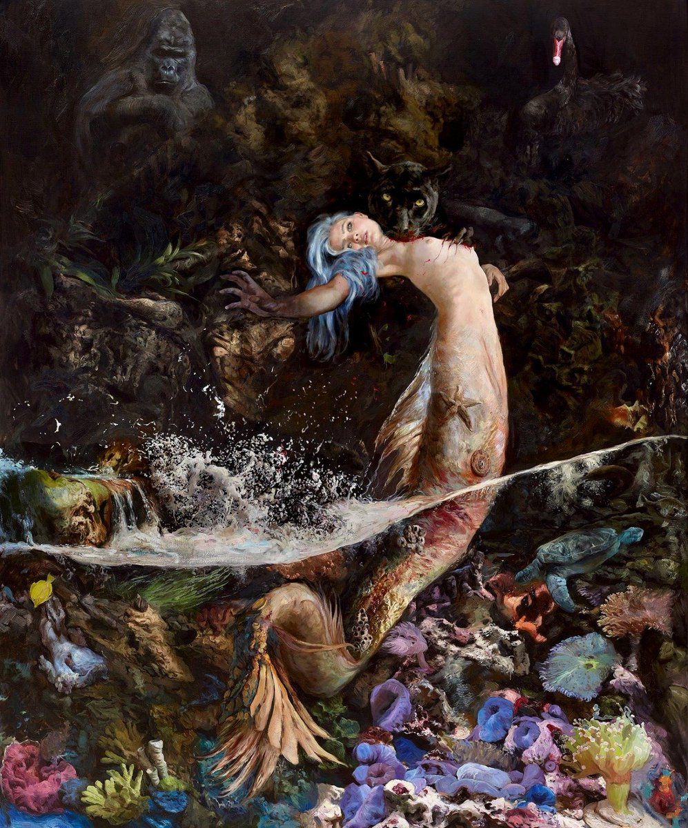 GodsWhisper777's tweet photo. The hunt for the Mermaid, 2023 - oil on canvas
— Guillermo Lorca (Chilean, b.1984) https://t.co/iL8NuXMBUQ