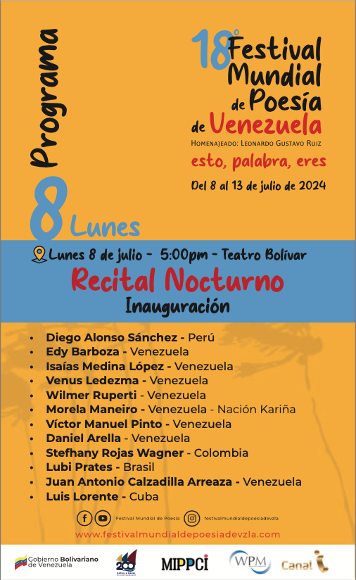 Ven a disfrutar de las hermosas palabras de nuestros talentosos poetas. ¡Te esperamos a las 5 pm en el Teatro Bolivar de Caracas! #PoesíaEnVivo #RecitalDePoesía #8DeJulio