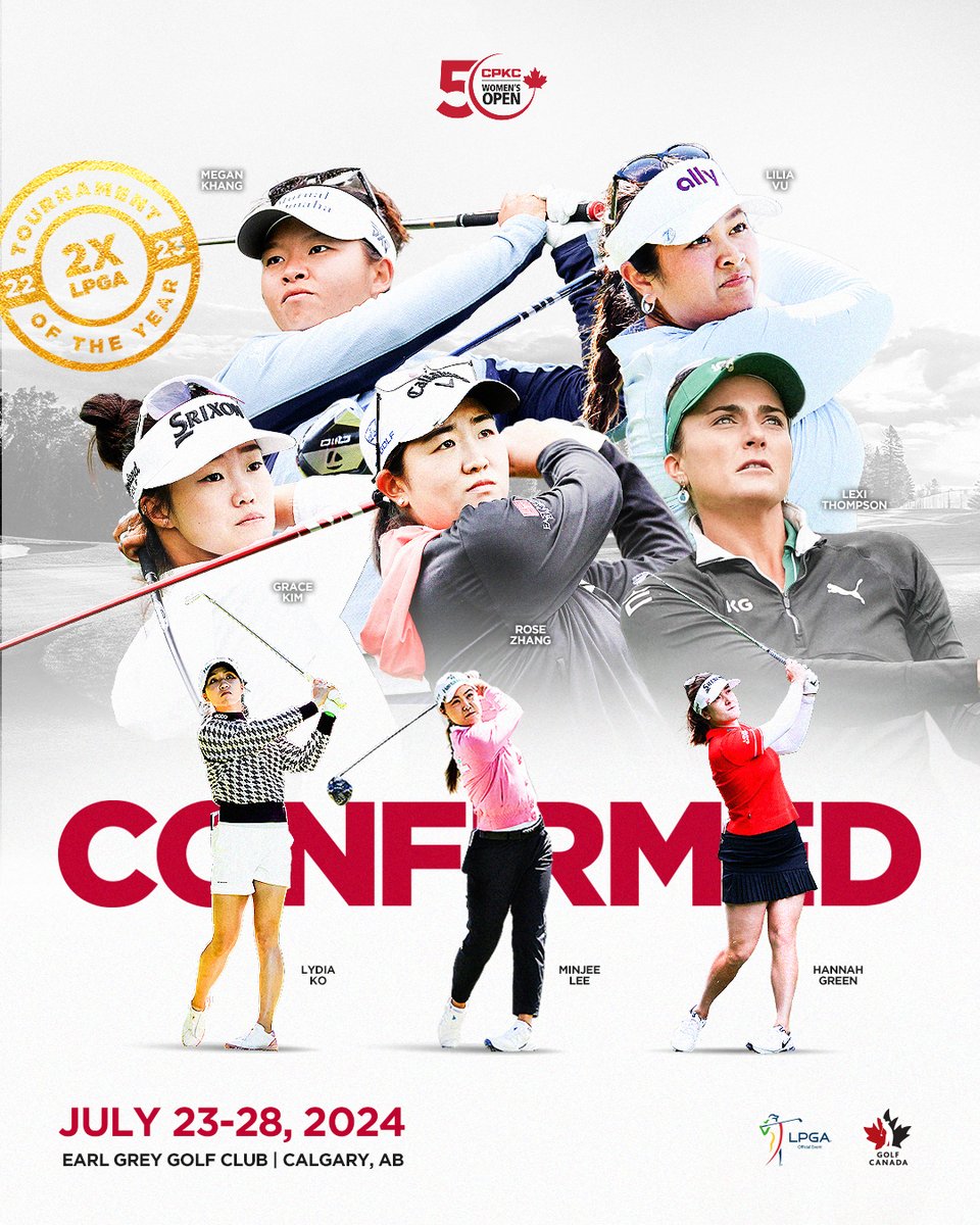 All the ⭐️ will be out from Calgary!

Big stages deserve big names—Catch the action July 23-28 from Earl Grey Golf Club.

👉 cpkcwomensopen.com/tickets