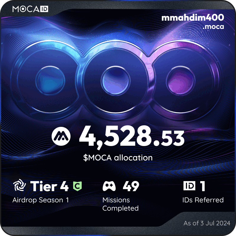 #Mocalized by $MOCA 👁
I claimed 4528.53 $MOCA from the <a href="/Moca_Network/">Moca Network</a> Moca ID airdrop! Claim yours here ➡ mocaverse.xyz/moca-airdrop/