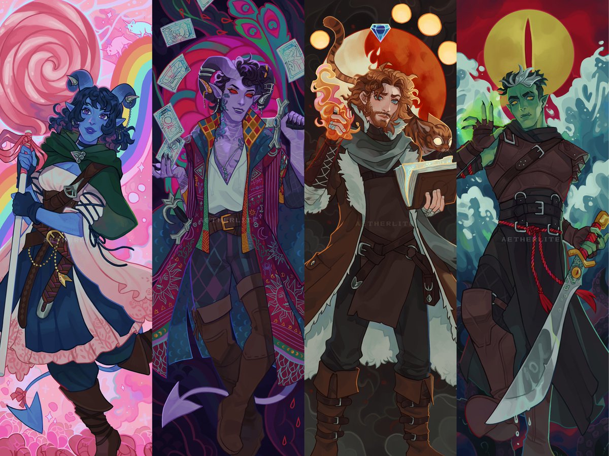 aetherlites's tweet image. Hello #PortfolioDay!
I'm Misha, an illustrator with a background in game design and character art! I love creating work inspired by fantasy, games, and the occasional horror ✨