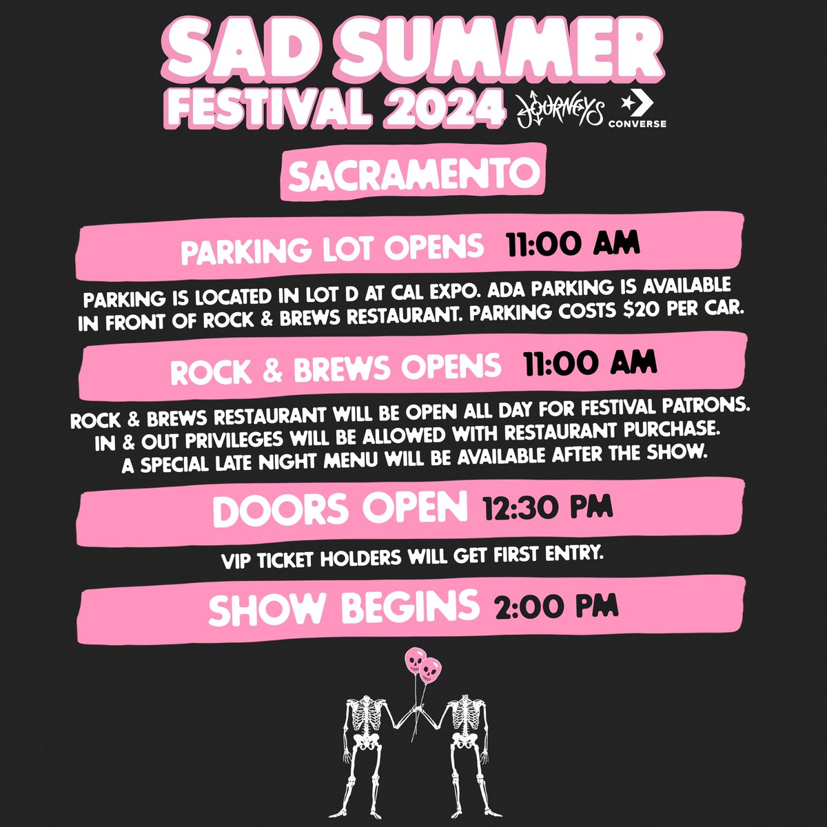 Nederlander Concerts (@nederlanderlive) on Twitter photo Sacramento, we have a site map and some additional information for <a href="/SadSummerFest/">Sad Summer Fest</a> at The Backyard! We can’t believe we’re only 2 days away 🤩 Which band are you most excited to see?
Tickets are still available, see you there: ticketmaster.com/event/1C006057… Sacramento, we have a site map and some additional information for <a href="/SadSummerFest/">Sad Summer Fest</a> at The Backyard! We can’t believe we’re only 2 days away 🤩 Which band are you most excited to see?
Tickets are still available, see you there: ticketmaster.com/event/1C006057…