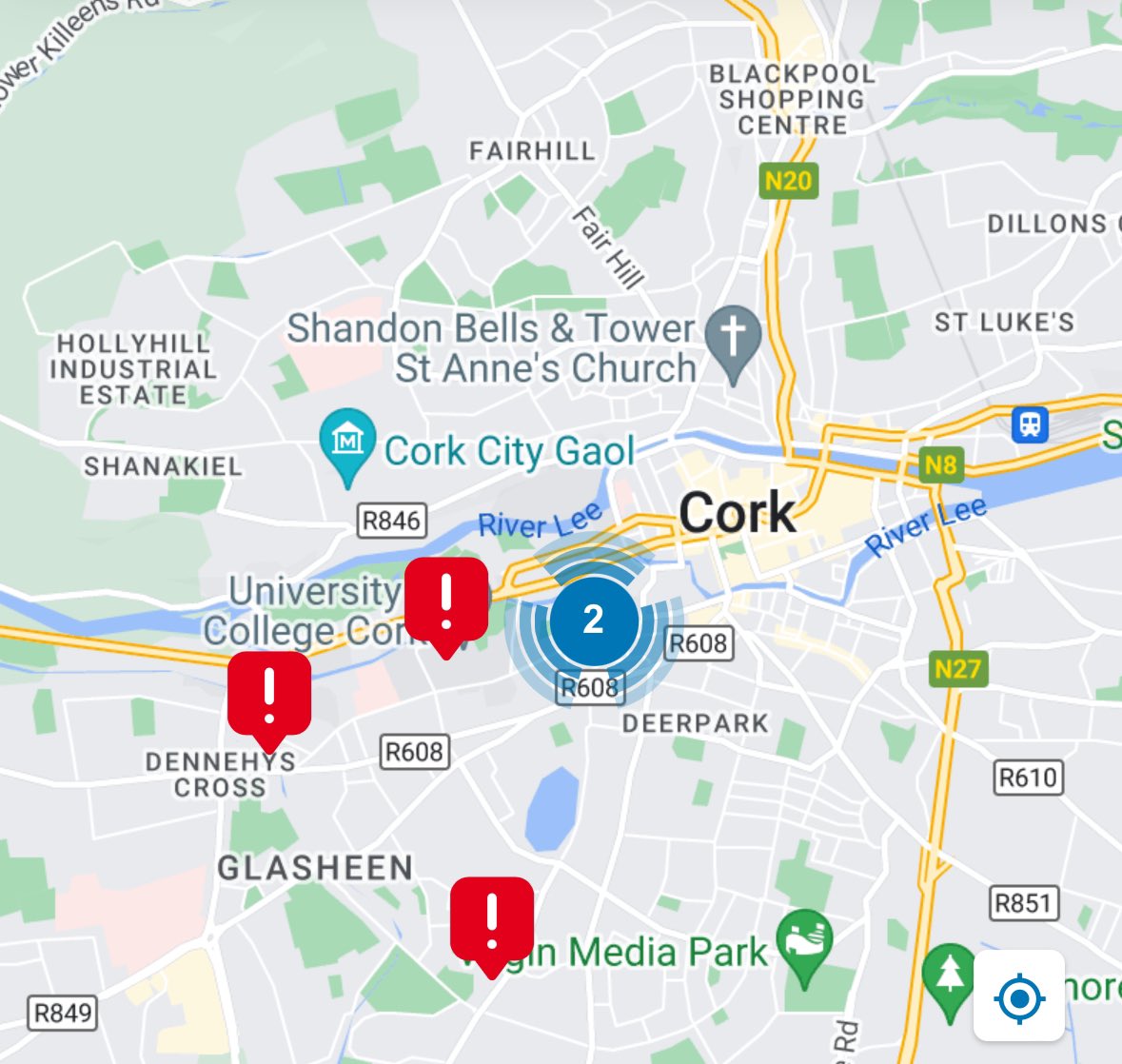 CorkSafetyAlert's tweet photo. Reports of power outages in parts of Cork City this evening in particular around Dennehy’s Cross, and Togher areas. Are you affected? Comment below. https://t.co/nFK9s8g8FX