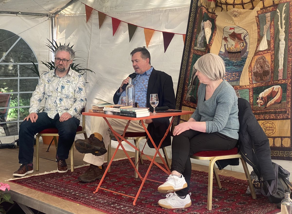 Not enough is made of just what an extraordinary publishing house and force of excellence the @ThreeImpostors.

 Here are 3 of their excellent, excellent writers on top form. Diolch yn fawr, Robert Kingham, <a href="/FisherAuthor/">Catherine Fisher author ***The Clockwork Crow.</a> and <a href="/JonGower1/">Jon Gower</a>