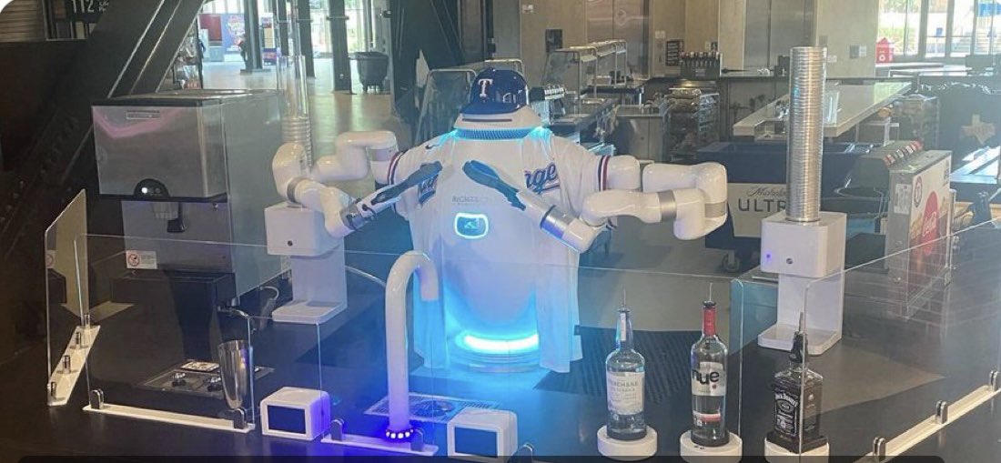 The will be robots slinging drinks at the Globe Life Field in Arlington during the MLB Allstar Game.