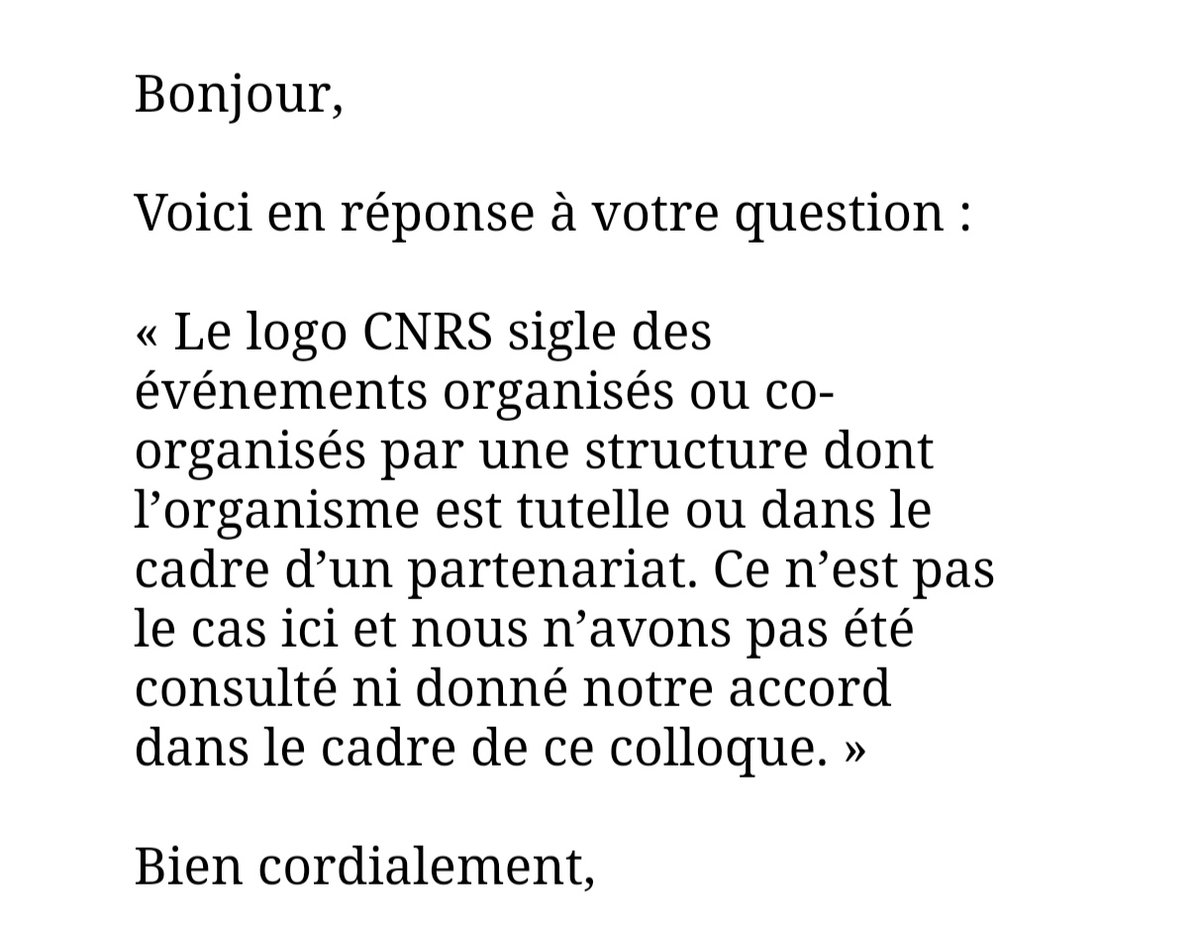 MouMou_Guichard's tweet photo. C'est étonnant, chère Madame. Le service de presse national du @CNRS dit exactement le contraire, à savoir que vous n'aviez pas l'autorisation d'utiliser le logo pour votre colloque politique. Une réaction ?
cc @lorientxpress @AneriesPR @PascalBoniface
https://t.co/q7KR8i4EvH https://t.co/tYdR14eCXm