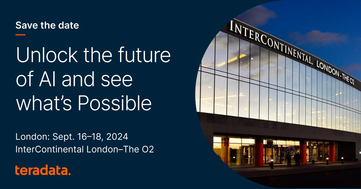 Teradata makes it Possible in London. Join us and see what the future of AI has in store in innovation and technology. Save with early bird pricing ms.spr.ly/6014lJHIk  #Possible2024