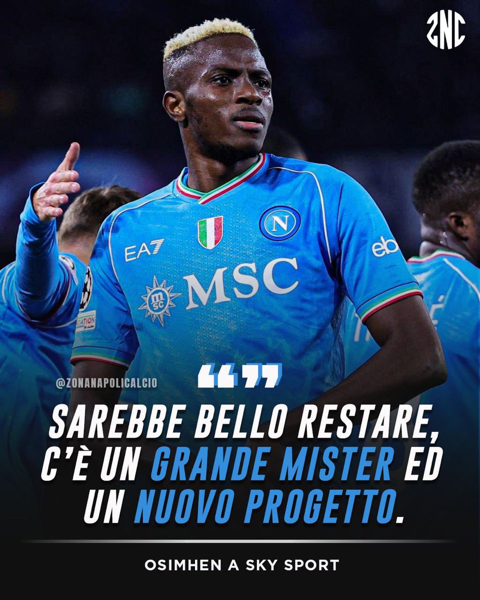 zonanapolica's tweet photo. 🔵🗣️ #Osimhen ai microfoni di #SkySport: “Mi piacerebbe restare, c’è un grande allenatore ed un nuovo progetto per ripartire”

#ForzaNapoliSempre #ZonaNapoliCalcio 💙 https://t.co/LIltWwCJMF