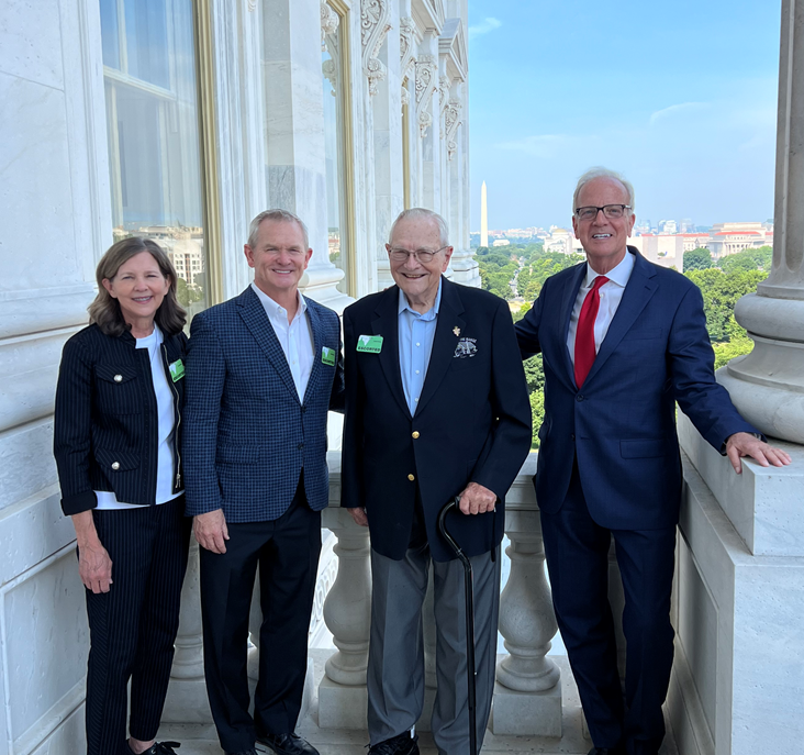 JerryMoran's tweet photo. Great to give a U.S. Capitol tour to Smith Center native and Voice of the Kansas City @Chiefs @mitchholthus, along with his wife, Tami and his dad, Elden. 

Mitch will be honored this evening in Washington, D.C. as the 2024 Kansan of the Year. https://t.co/G3qlJ1JsDk