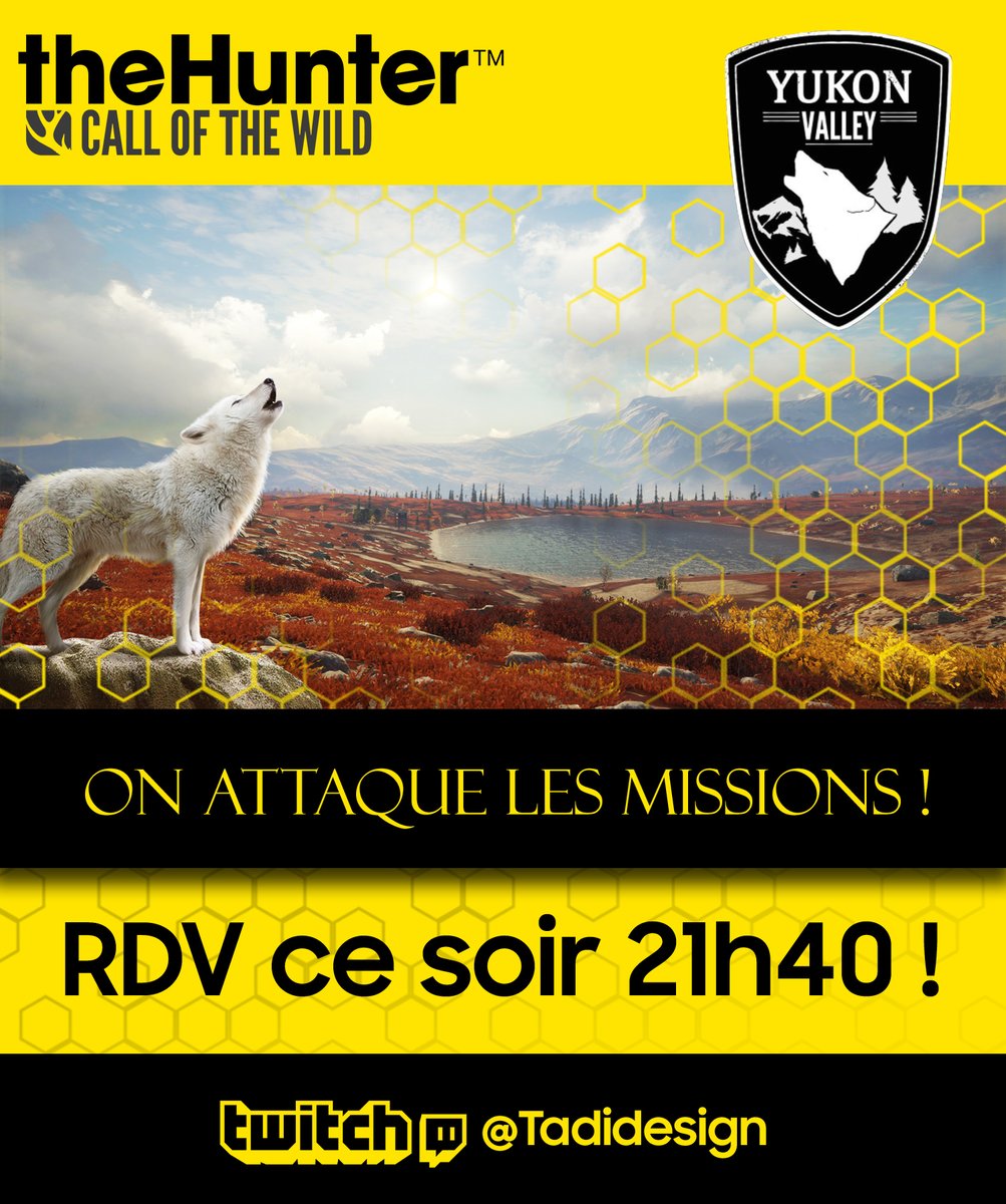 Tadidesign's tweet photo. On continue les missions sur YUKON Valley !! Let's gooo !! 
RDV 21h40 sur Twitch @tadidesign ! 
Viens, on sera bien ! 😎 
#cotw #callofthewild #thehunter #twitch #tadidesign #thehuntercallofthewild #yukonvalley #Chasse #huntinggame #jeudechasse #FPS #jeudetir #hunting #jeuvideo https://t.co/7OXLMf7qAT