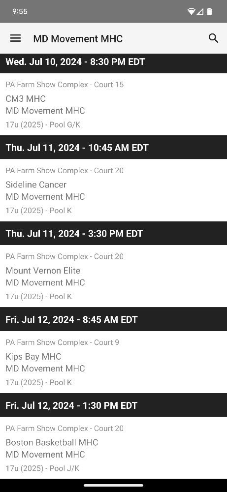 MHC summer live session 1 schedule with <a href="/MDMovementAAU/">Maryland Movement AAU</a>
